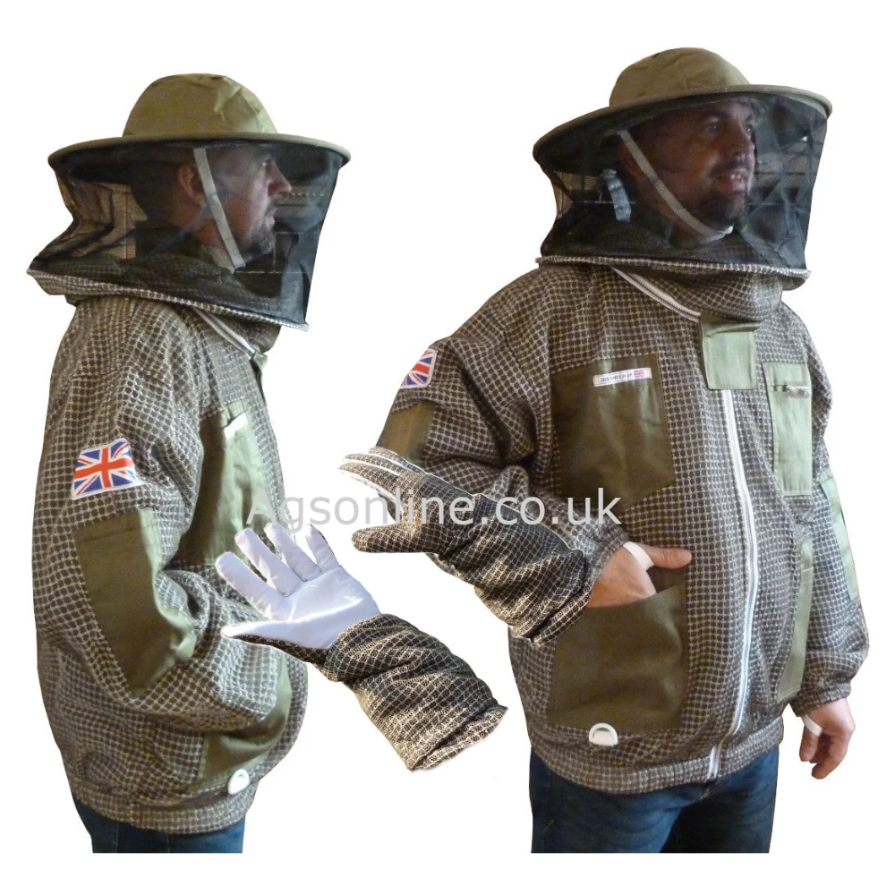 Green 3 layer round hat jacket and gloves