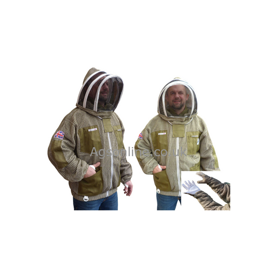 Green 3 layer jacket and gloves