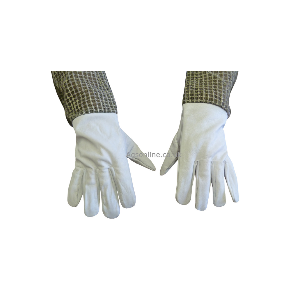 Green leather 3 layer gloves
