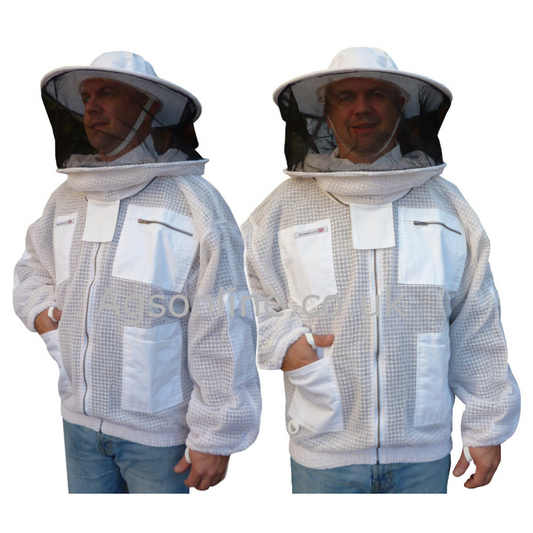 White 3 layer round hat jacket