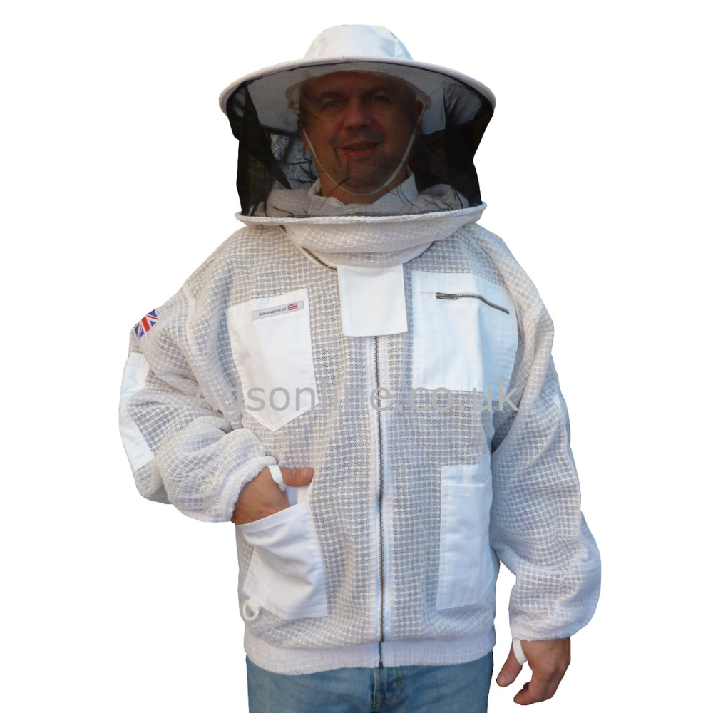 White 3 layer round hat jacket and gloves