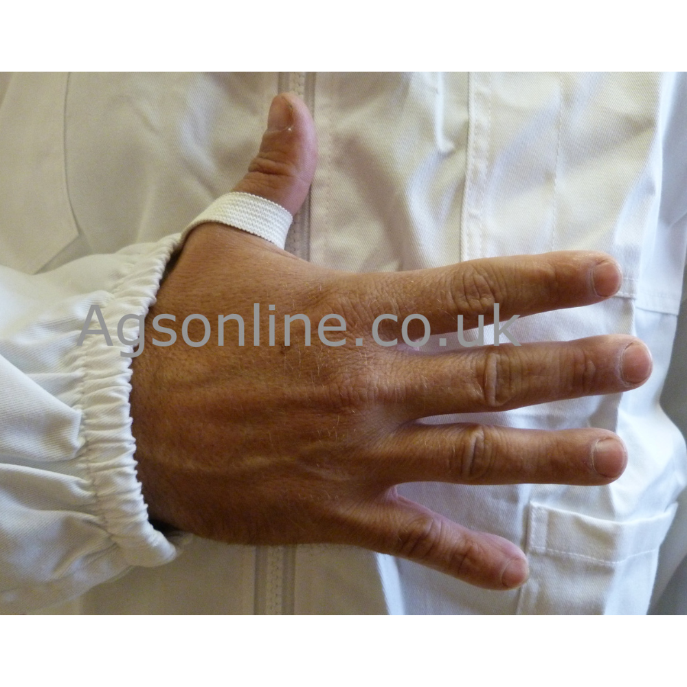 White cotton fencing suit and gloves