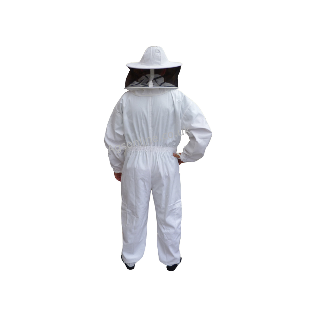 White cotton round hat bee suit