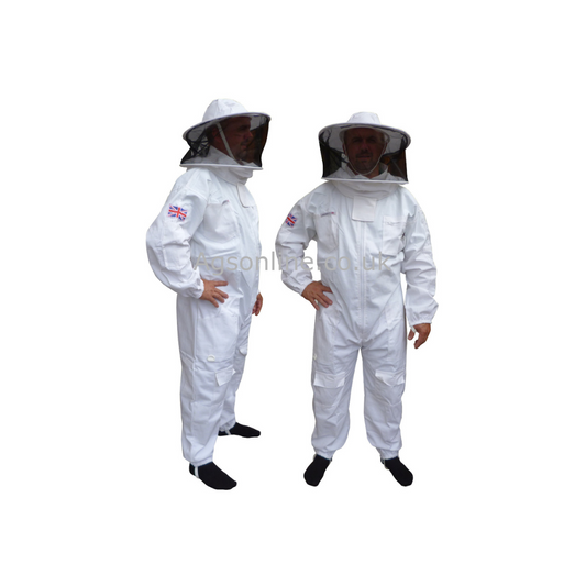 White cotton round hat bee suit