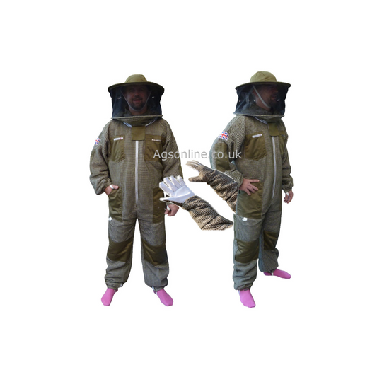 Green 3 layer round hat suit and gloves