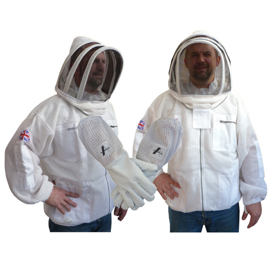 White 3 layer jacket and gloves