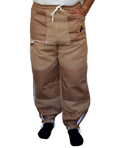 Brown 3 Layer Ventilated Beekeeping Trousers | Mesh Beekeeping Clothing