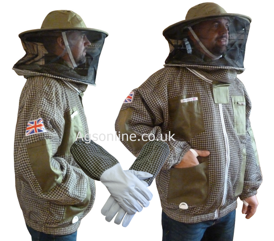 Green 3 layer round hat jacket and gloves