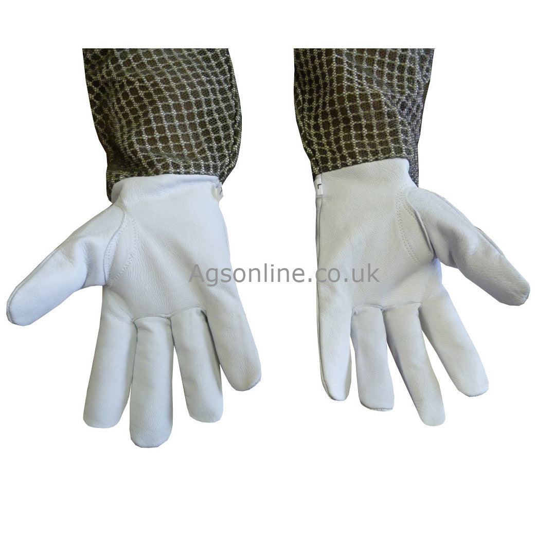 Green leather 3 layer gloves