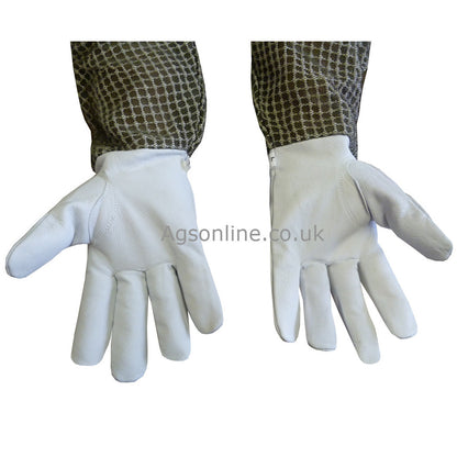 Green leather 3 layer gloves