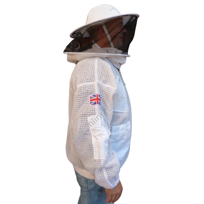 White 3 layer round hat jacket and gloves