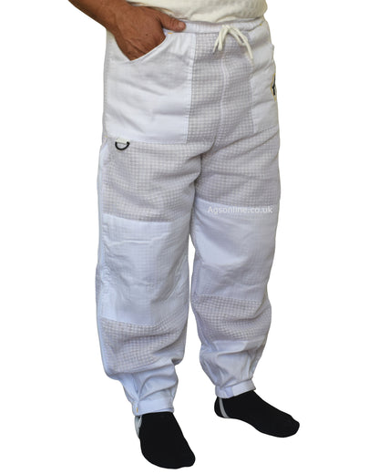 White 3 Layer Ventilated Beekeeping Trousers | Mesh Beekeeping Clothing