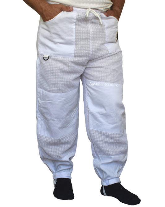 White 3 Layer Ventilated Beekeeping Trousers | Mesh Beekeeping Clothing