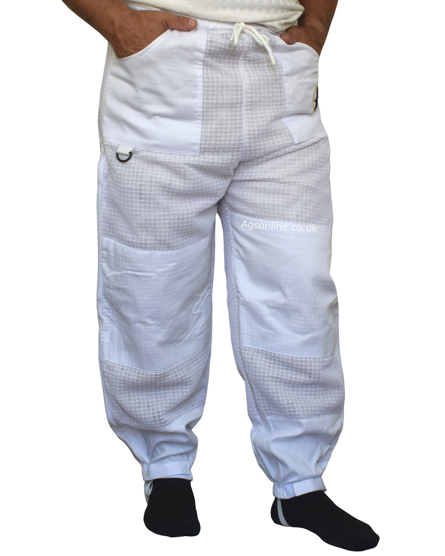 White 3 Layer Ventilated Beekeeping Trousers | Mesh Beekeeping Clothing