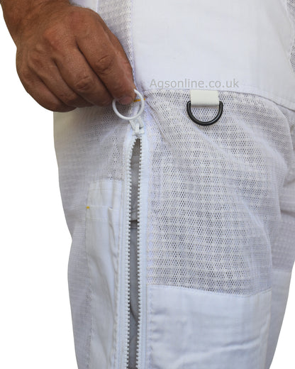 White 3 Layer Ventilated Beekeeping Trousers | Mesh Beekeeping Clothing