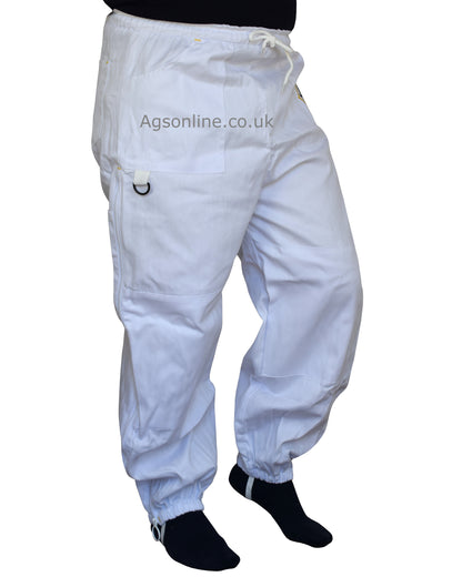 White Cotton Beekeeping Trousers | Protective Trousers for Beekeepers