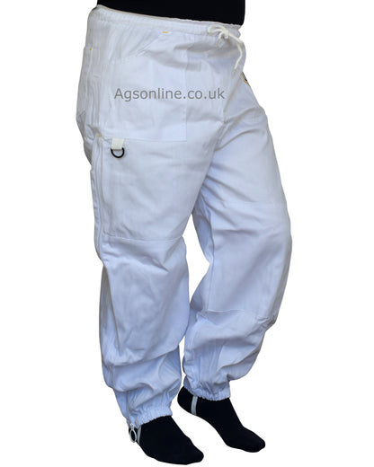 White Cotton Beekeeping Trousers | Protective Trousers for Beekeepers
