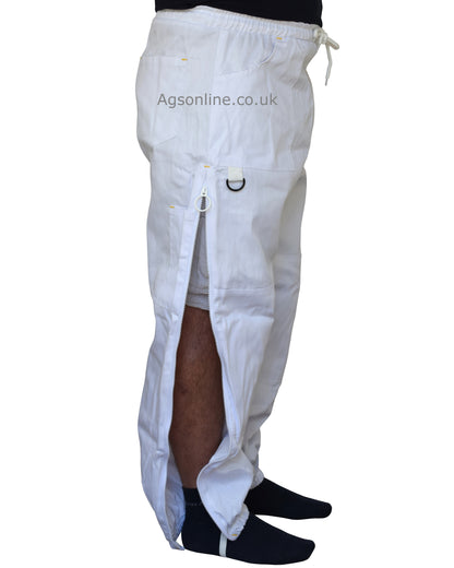 White Cotton Beekeeping Trousers | Protective Trousers for Beekeepers