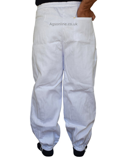 White Cotton Beekeeping Trousers | Protective Trousers for Beekeepers