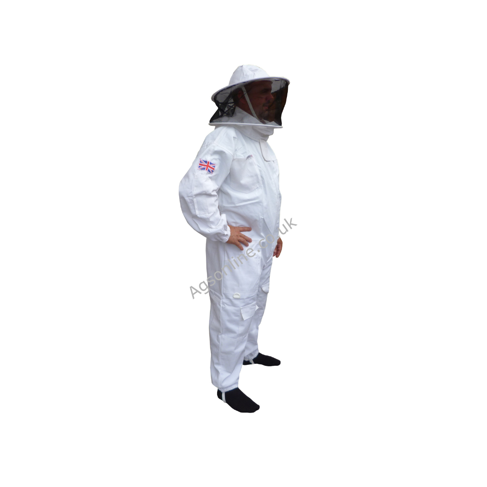 White cotton round hat bee suit