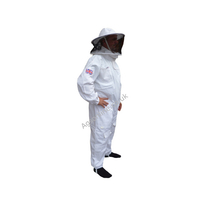 White cotton round hat bee suit