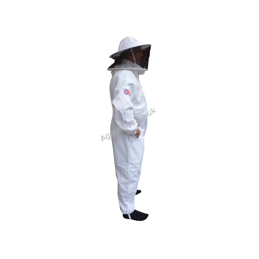 White cotton round hat bee suit