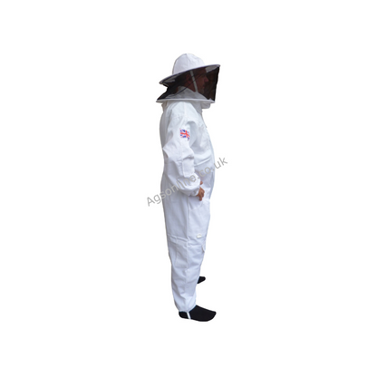 White cotton round hat bee suit