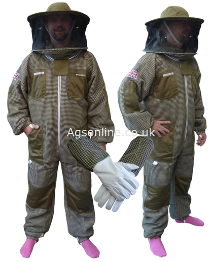 Green 3 layer round hat suit and gloves