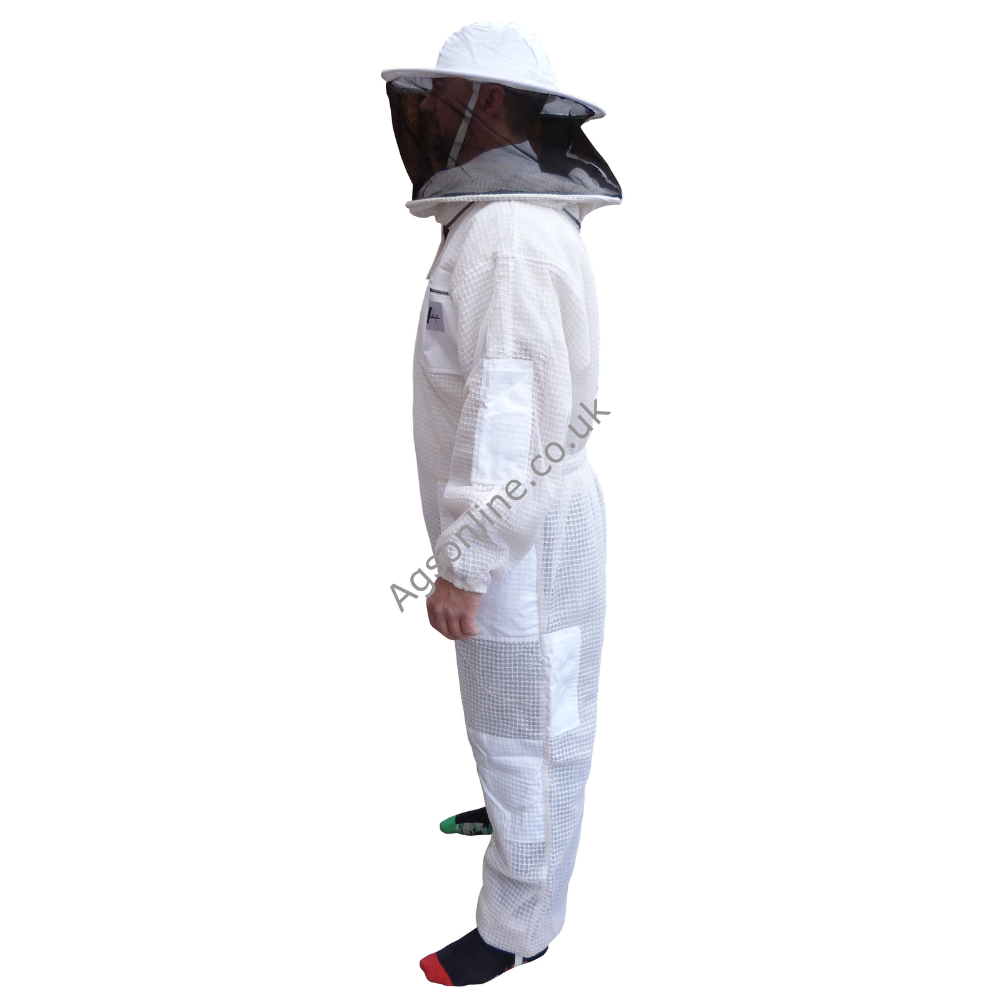 White 3 layer round hat bee suit